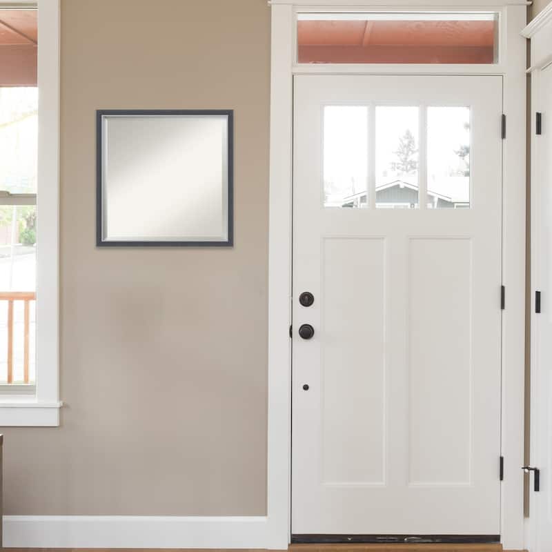 Beveled Wall Mirror - Eva Black Silver Thin Frame - Eva Black Silver Thin