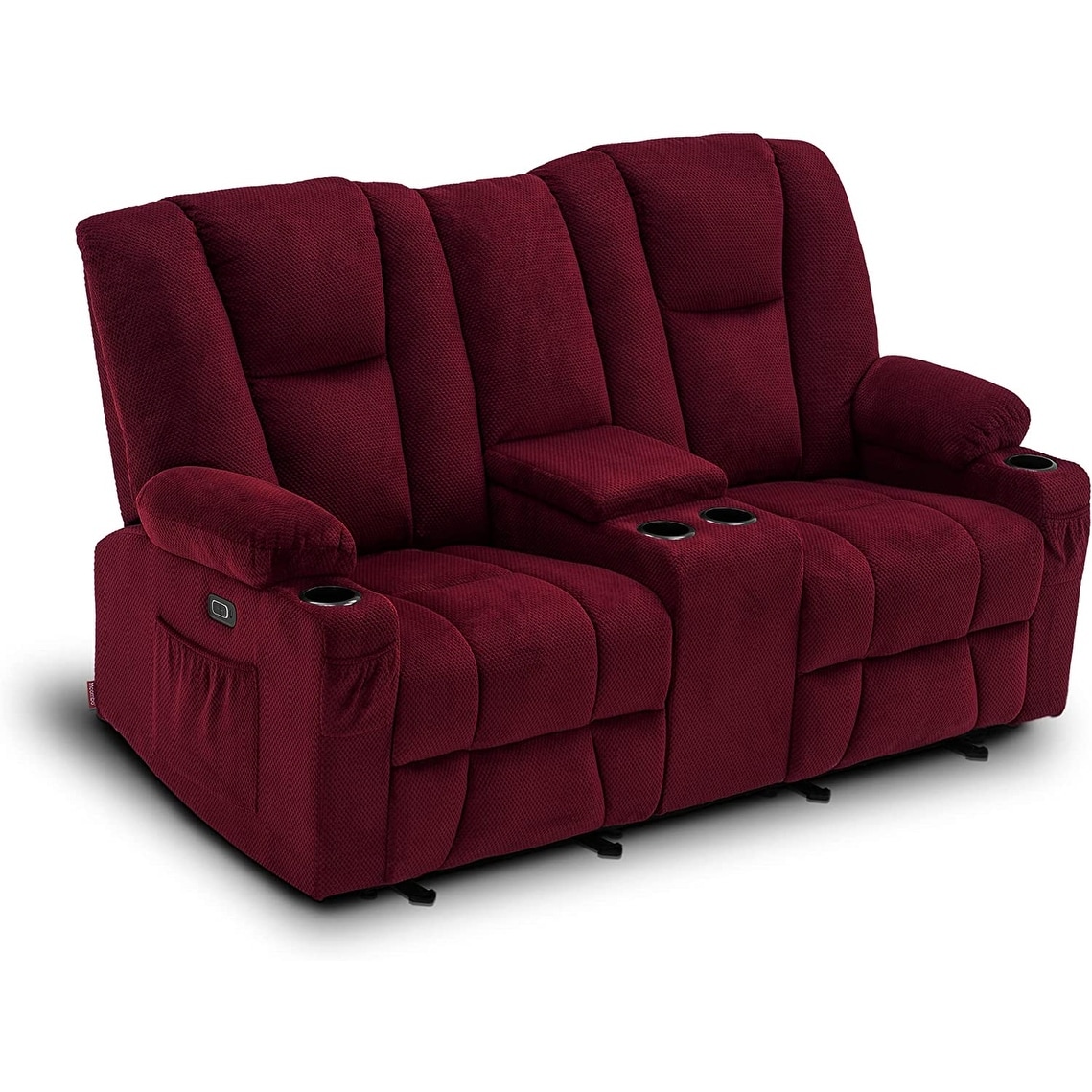 Fabric loveseat recliner with console top