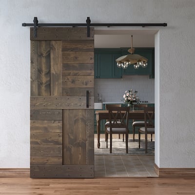 36in x 84in S Series Pine Wood Sliding Barn Door Without Hardware Kit