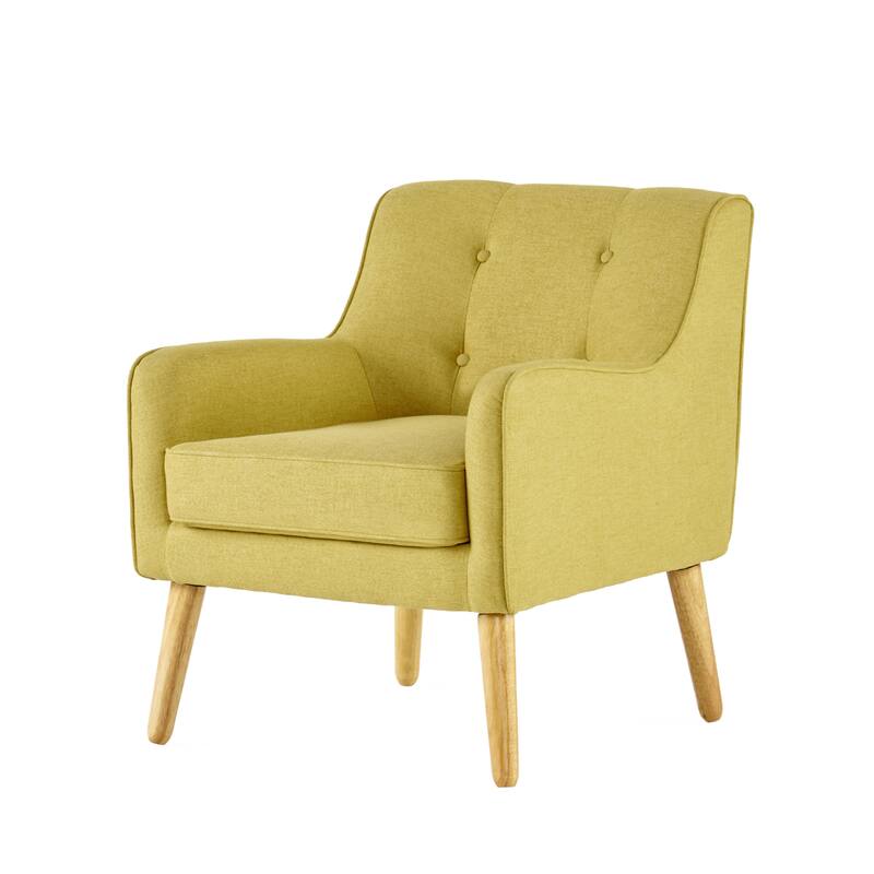 Mid-Century Chair with Wood Legs & Tufted Back