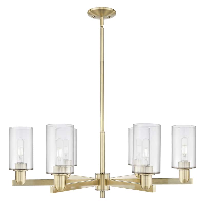 Innovations Lighting Endless Possibilities Arcadia - Clymer - 6 Light 34" Stem Hung Chandelier - Antique Brass/Clear