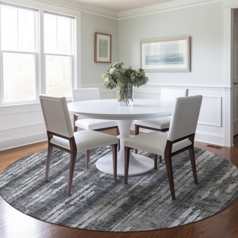 Machine Washable Indoor/ Outdoor Chantille Stripe Ombre Rug
