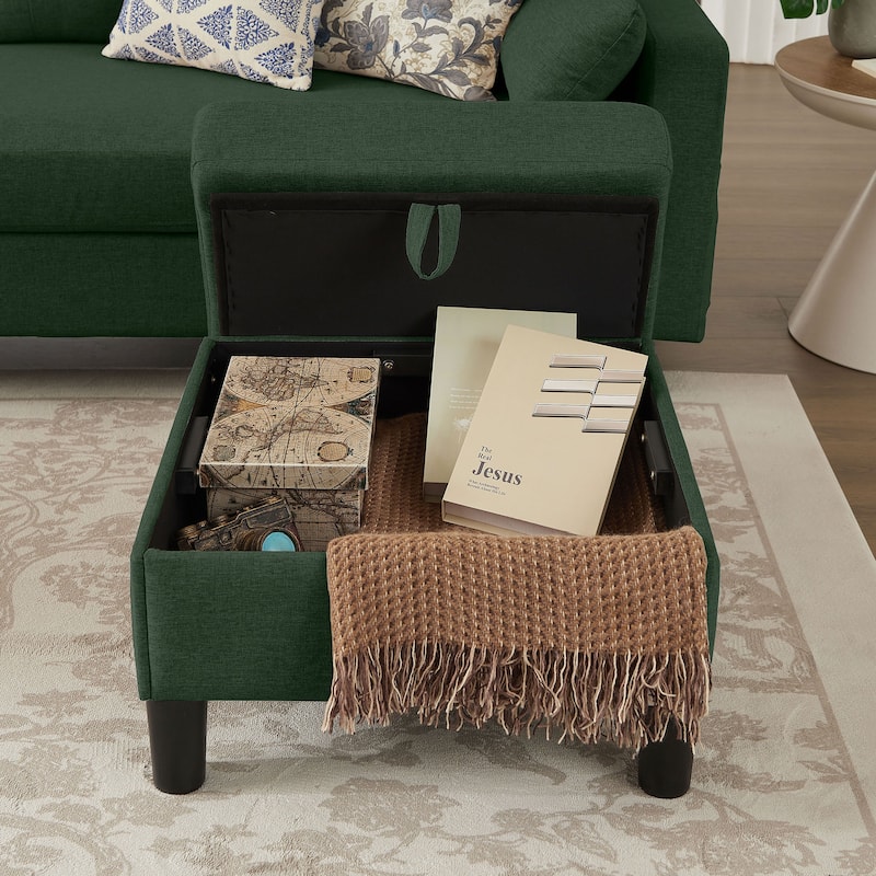 101" Sectional Sofa with Storage Ottoman