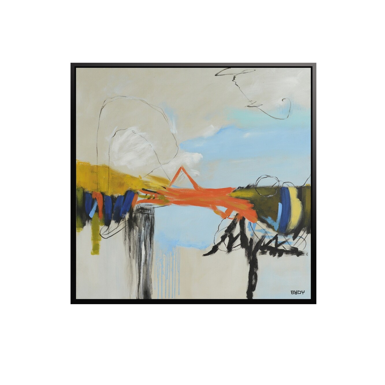 Shop Harp And Finial Hfw32892 Staccato 38 X 38 Framed Abstract