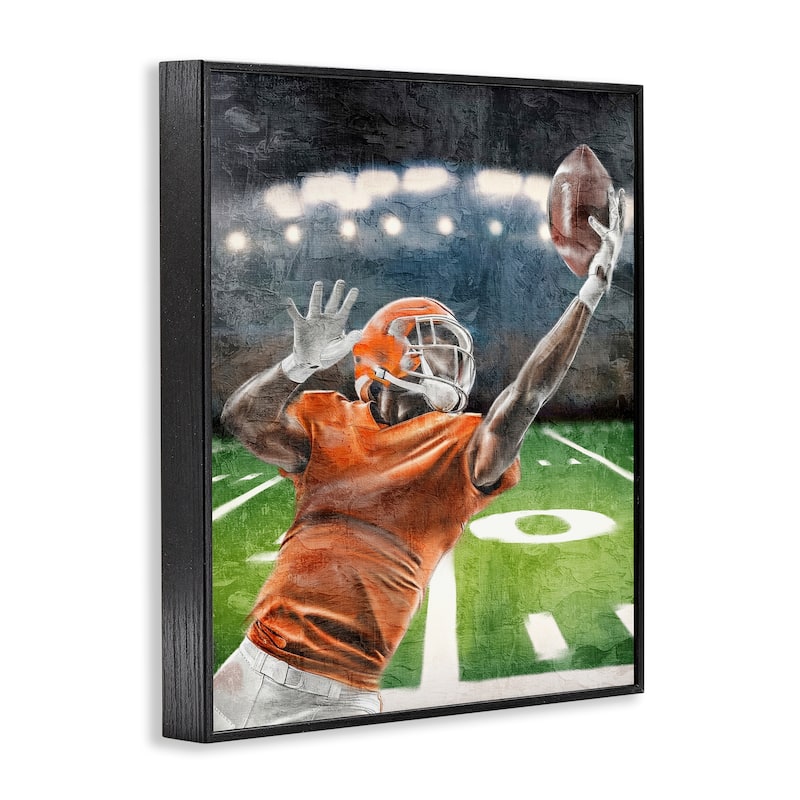 Stupell Athlete Catching Football Framed Giclee Art Design By Kim Allen