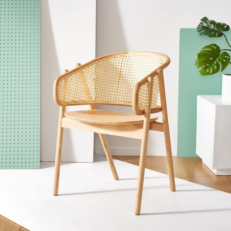 SAFAVIEH Couture Naama Rattan Back Dining Chair - 21 In W x 24 In D x 31 In H - 21Wx24Dx31H - Natural