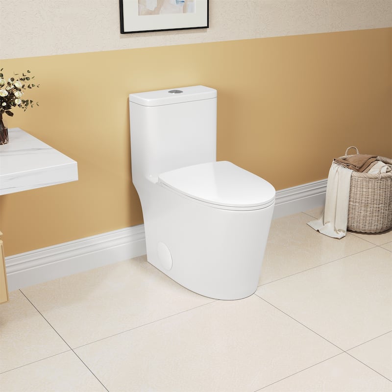 Elongated One-Piece Toilet with Soft-Close Comfort Height Seat - White