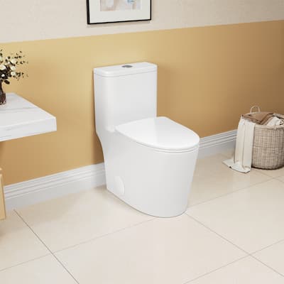 Elongated One-Piece Toilet with Soft-Close Comfort Height Seat