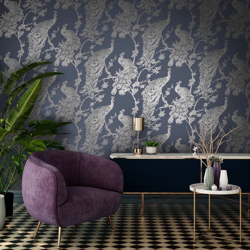 Glistening Peacock Non-Pasted Wallpaper– 396 in x 20.8 in