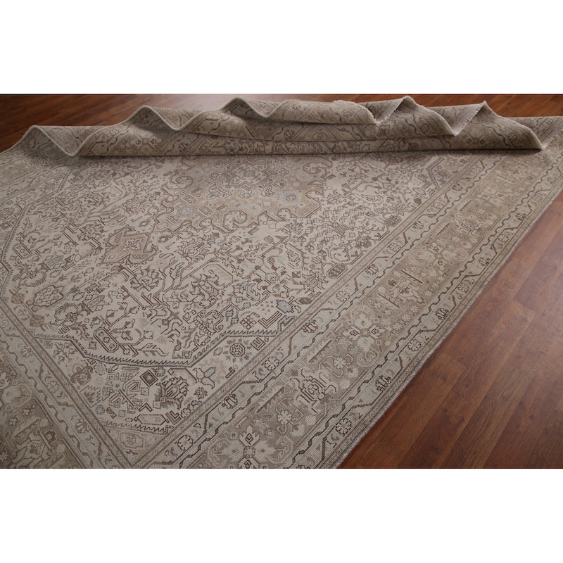 Distressed Tabriz Persian Vintage Area Rug Hand-knotted Wool Carpet - 6'10" x 9'6"