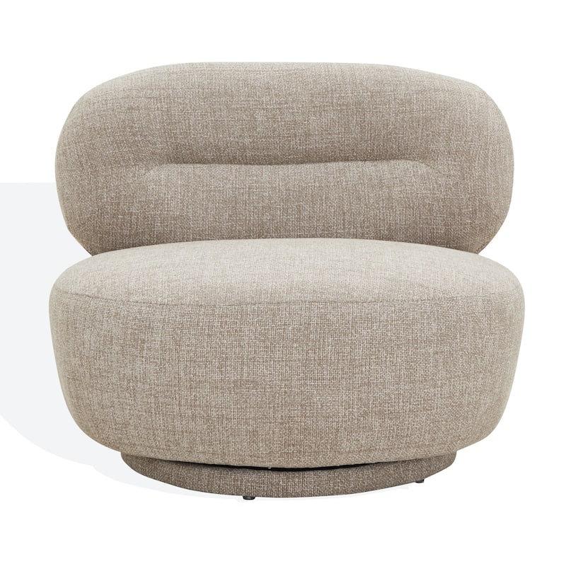 SAFAVIEH Couture Oliviangela Swivel Upholstered Lounge Chair - 35"W x 33"D x 28"H - Brown