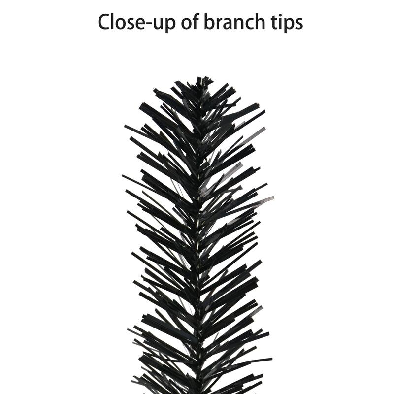 Puleo International 4' Pre-Lit Black Tinsel Artificial Whimsical Halloween Tree - 4 foot