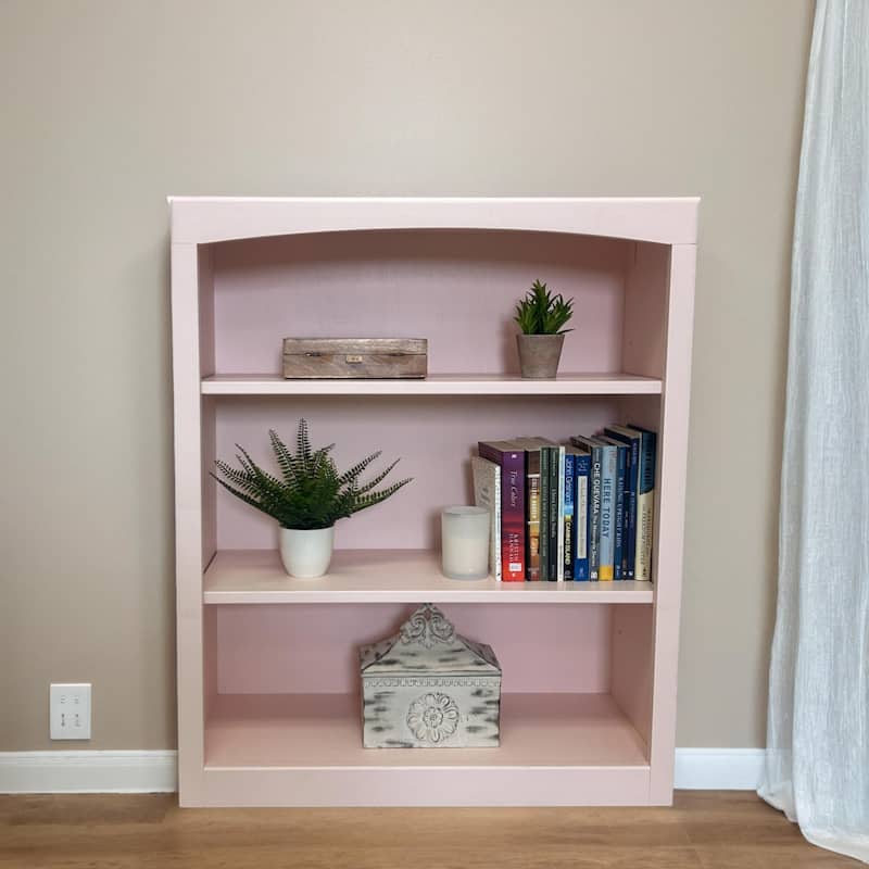 Arch+Haven Unfinished Solid Pine Bookcase - 30x36 Blush Pink