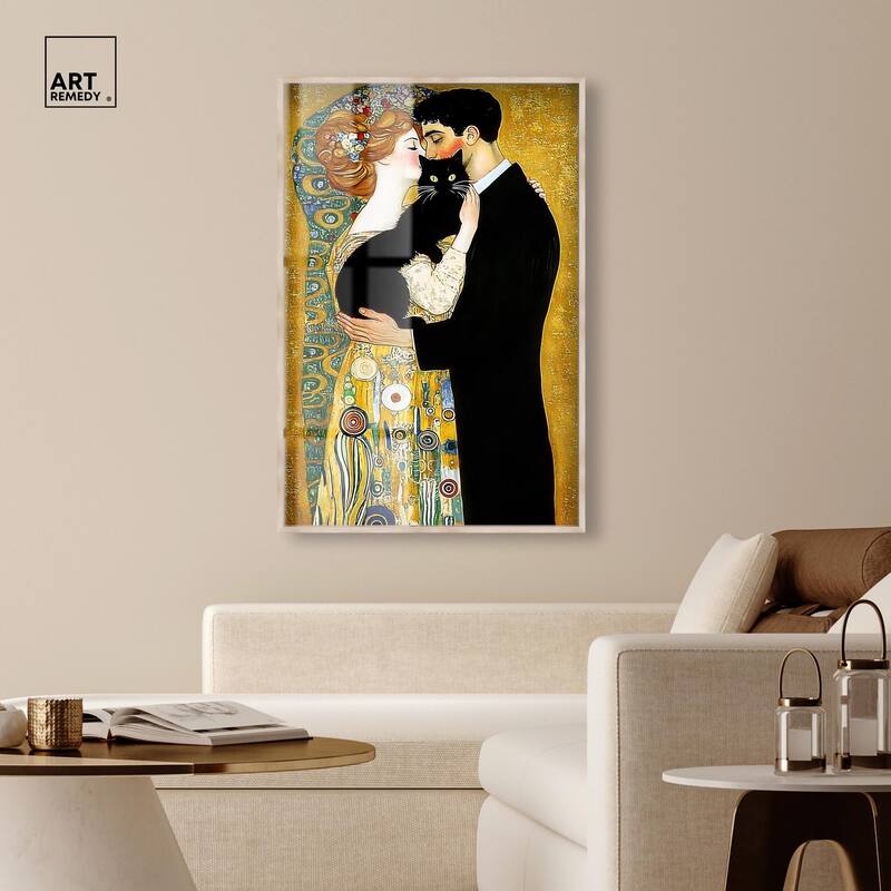 Kiss with Cat Shadowbox by Art Remedy