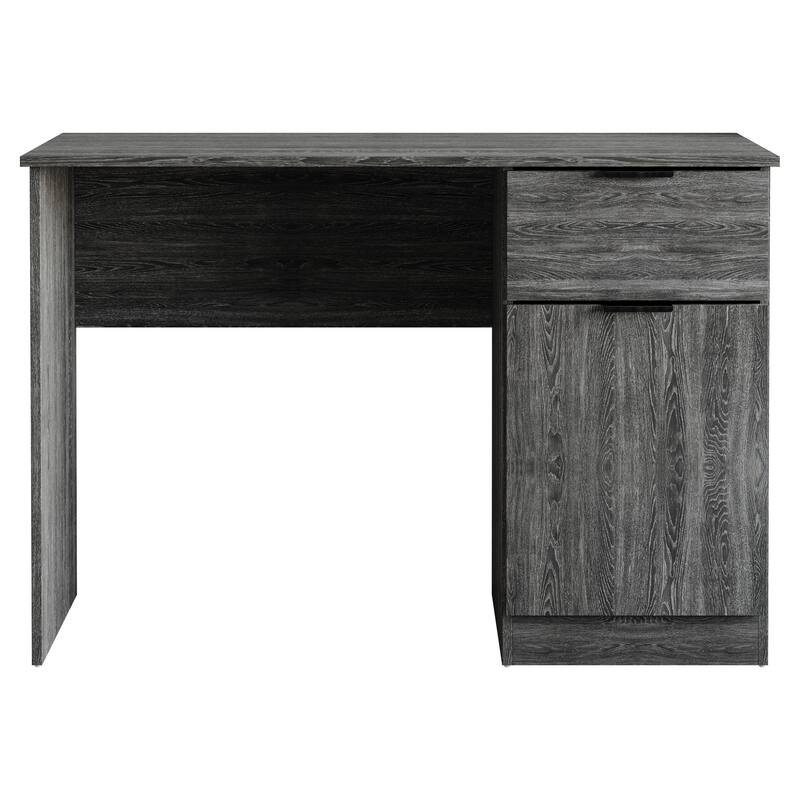 CraftPorch Mid Century wooden Writing Table with Cabinet - Dark Grey