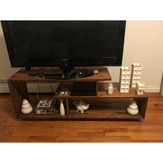 60" Solid Wood Asymmetrical TV Stand Console - 60 x 15 x 23h