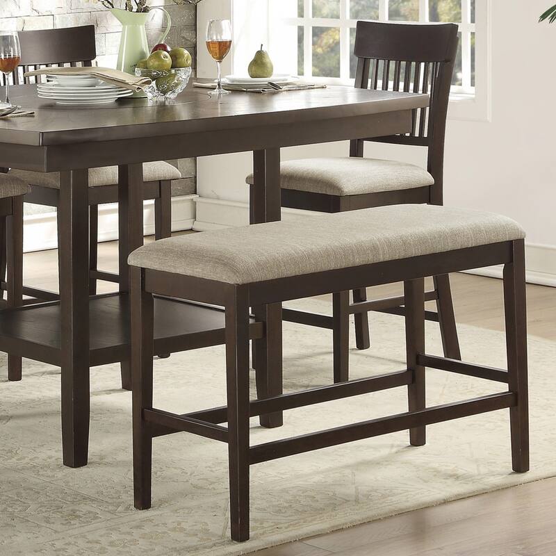 Dark Brown Finish Counter Height Bench 1pc
