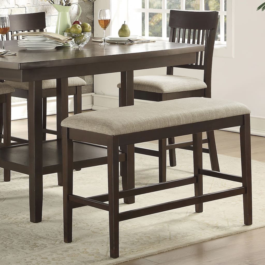 Dark Brown Finish Counter Height Bench 1pc