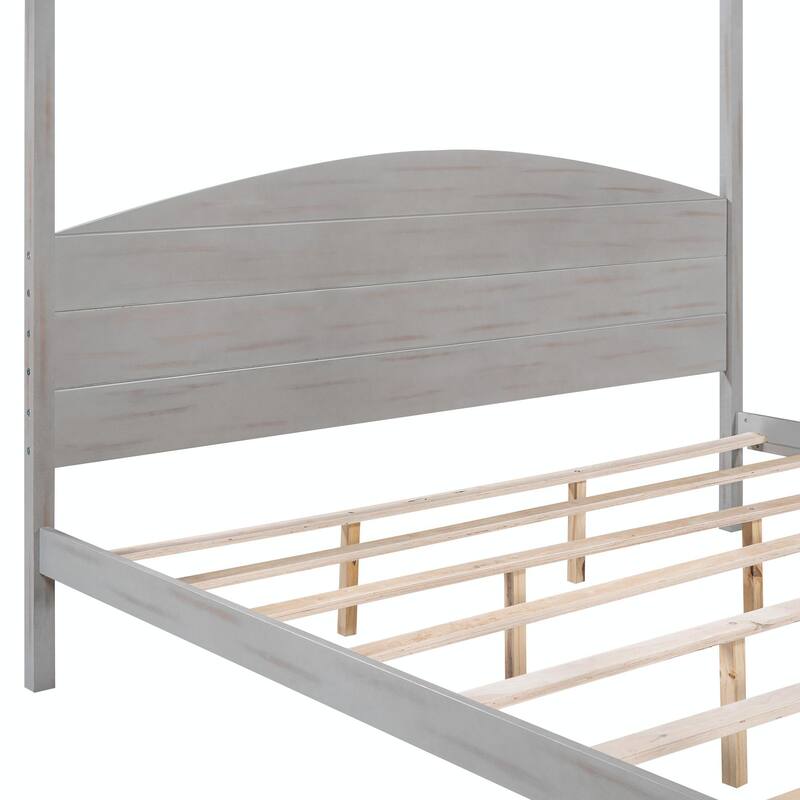 King Size Canopy Bed with Headboard and Support Legs