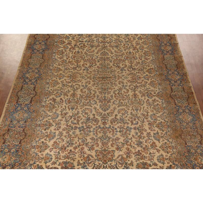 Pre-1900 Antique Kerman Persian Large Rug Handmade Wool Carpet - 11'3"x 20'3"