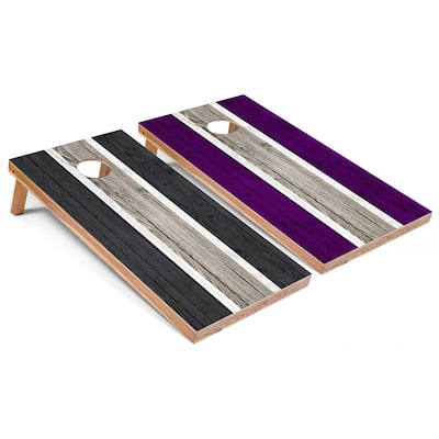 Dark Grey and Purple Striped Regulation 2x4 Cornhole Board Set
