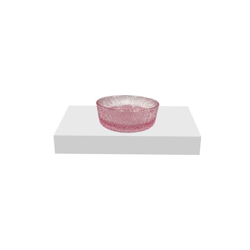 Stadium 16" & 14" Round Decorative Crystal Vessel Sinks With White Base - 30"Countertop - 14"Pink Champagne