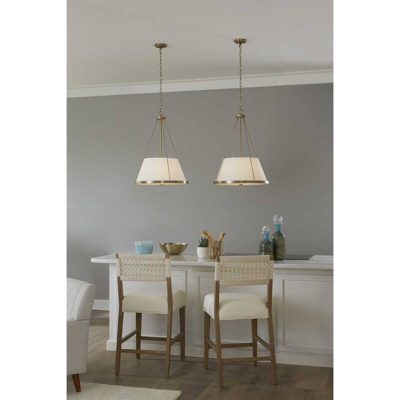 Progress Lighting P500357 Saffert 3 Light 22" Wide Pendant with Linen