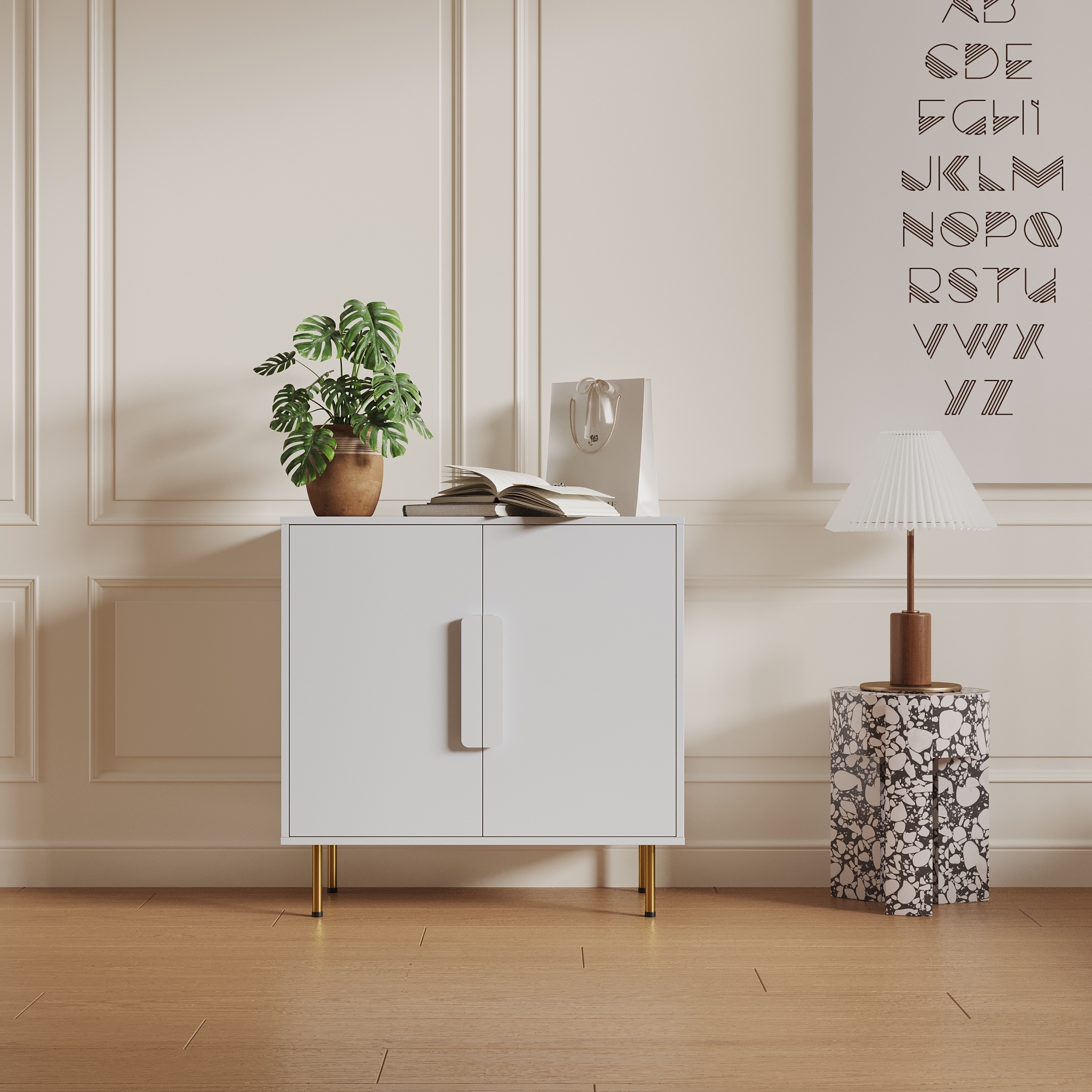 Modern white 2025 accent cabinet