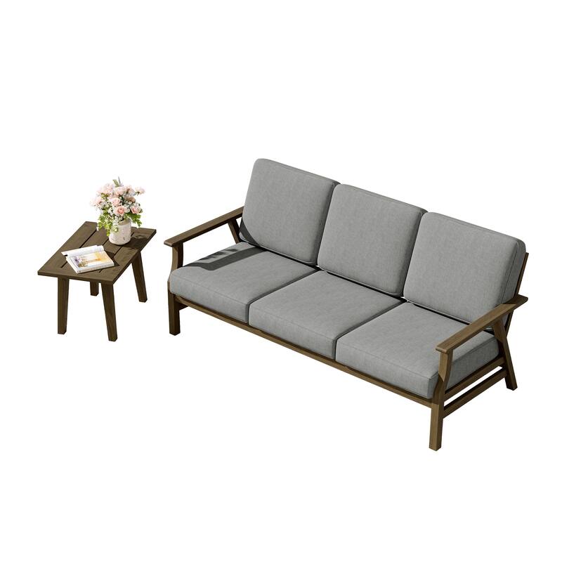 2-Piece Teak Outdoor Sofa Set with Table