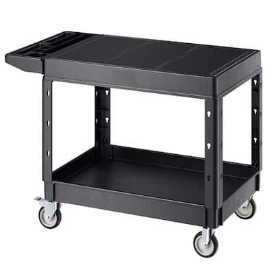 2-Shelf Utility Cart with Wheels, Heavy Duty Service Cart for Workshop - 44 x 25.5 x 34.1 in