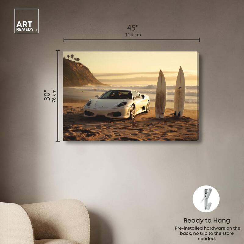 Sunset Beach Drive Canvas by Art Remedy, Gallery Wrapped
