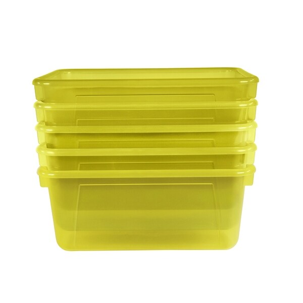 School Smart Translucent Cubby Bin, Small, 12 x 8 x 5 Inches, Candy Yellow, Pack of 5
