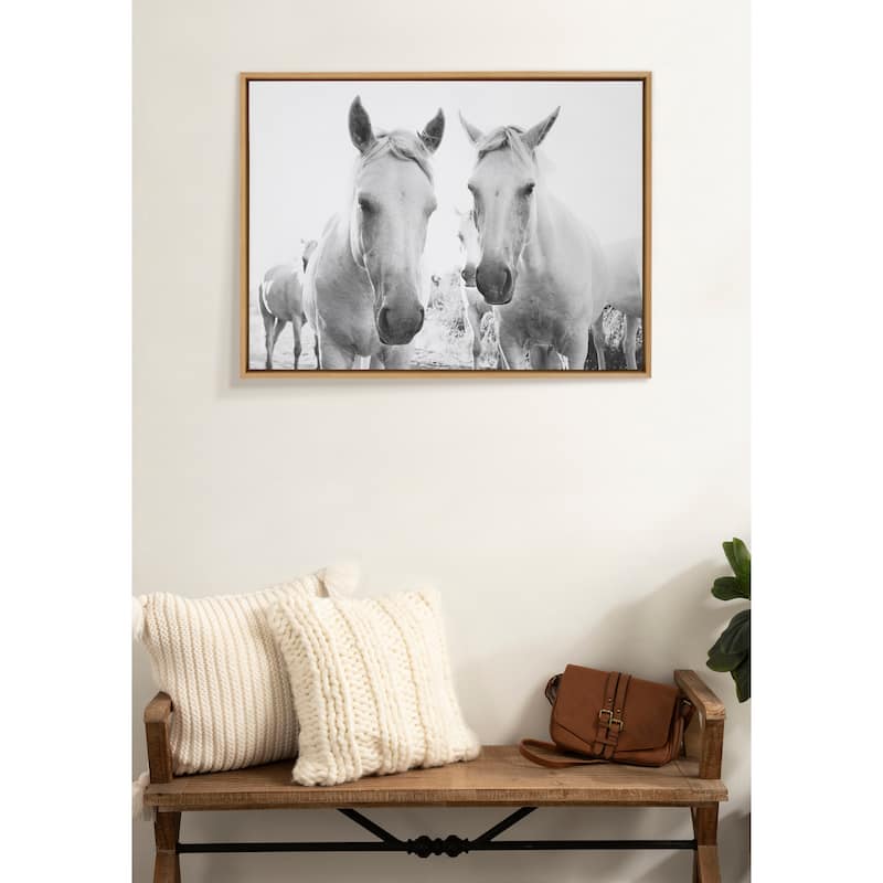 Kate and Laurel Sylvie Camargue Horse Framed Canvas by Laura Evans