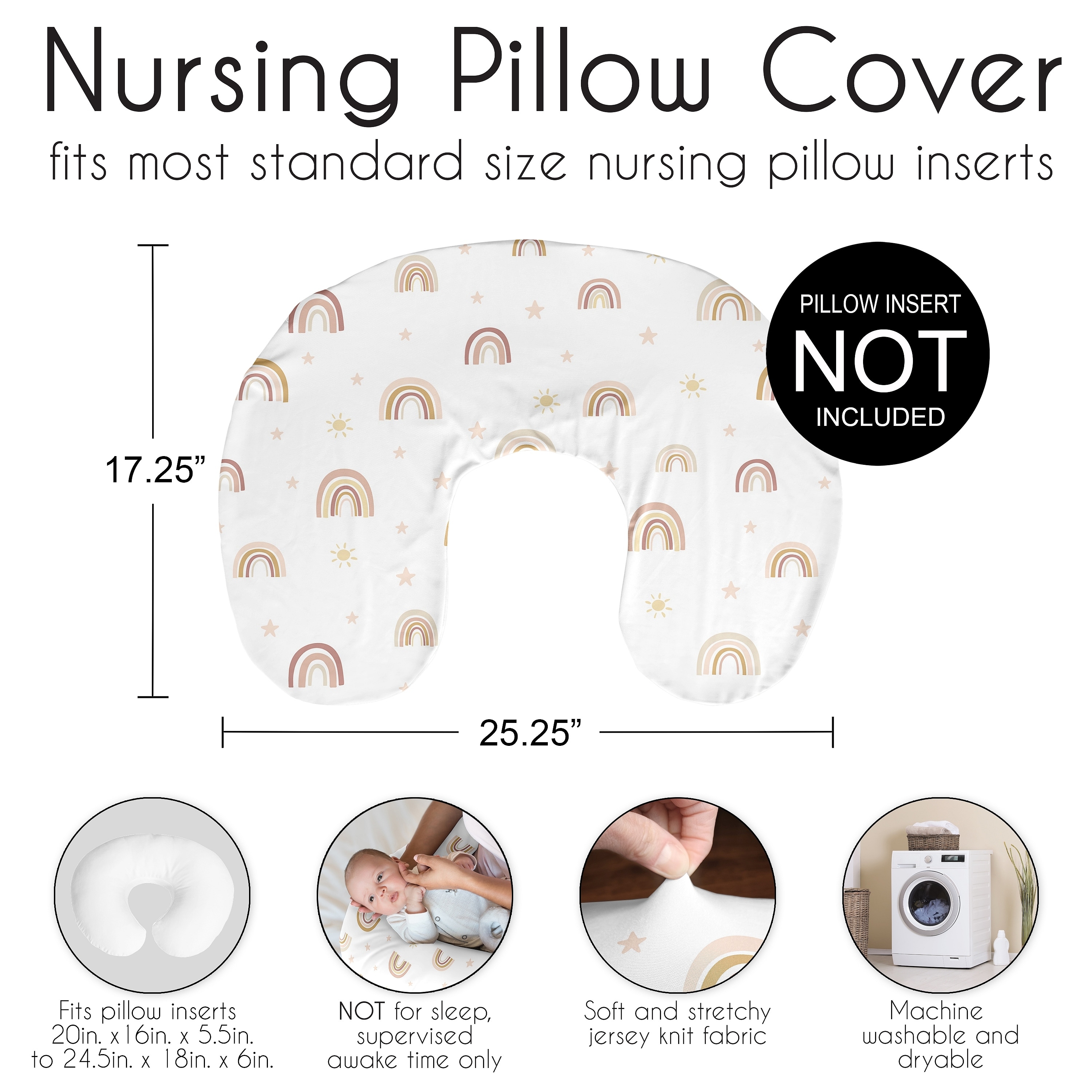 Sweet Jojo Designs Nursing Breastfeeding Pillow Cover Pattern Rainbows Wayfair Sheets Pillowcases