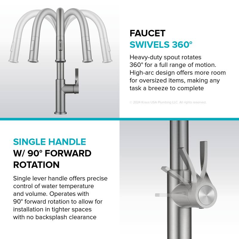 Kraus KPF-2840 Torak 1.8 GPM Single Hole Pull Down Kitchen Faucet with