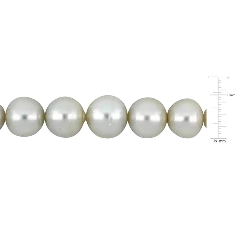 Miadora 14k or 18k Yellow Gold South Sea Cultured Pearl Strand Necklace (10-18mm) Diamond Accent