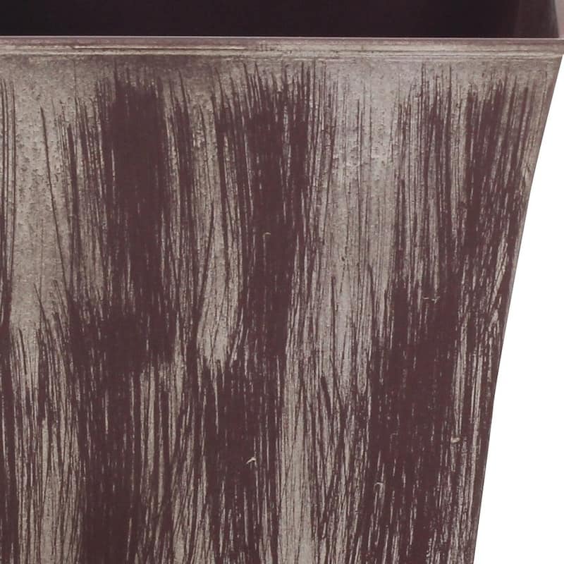 HomeRoots 7" Brown and Ivory Abstract Recycled Plastic Indoor Outdoor Square Pot Planter