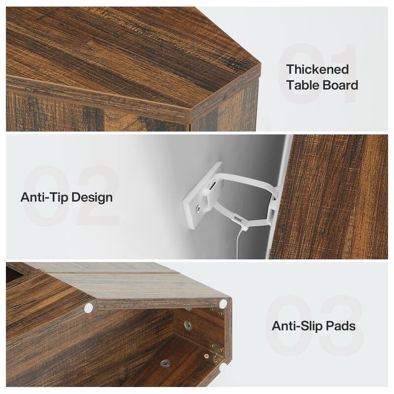  63" Light Wood Console Table with LED & Outlet, Sofa Table - Large