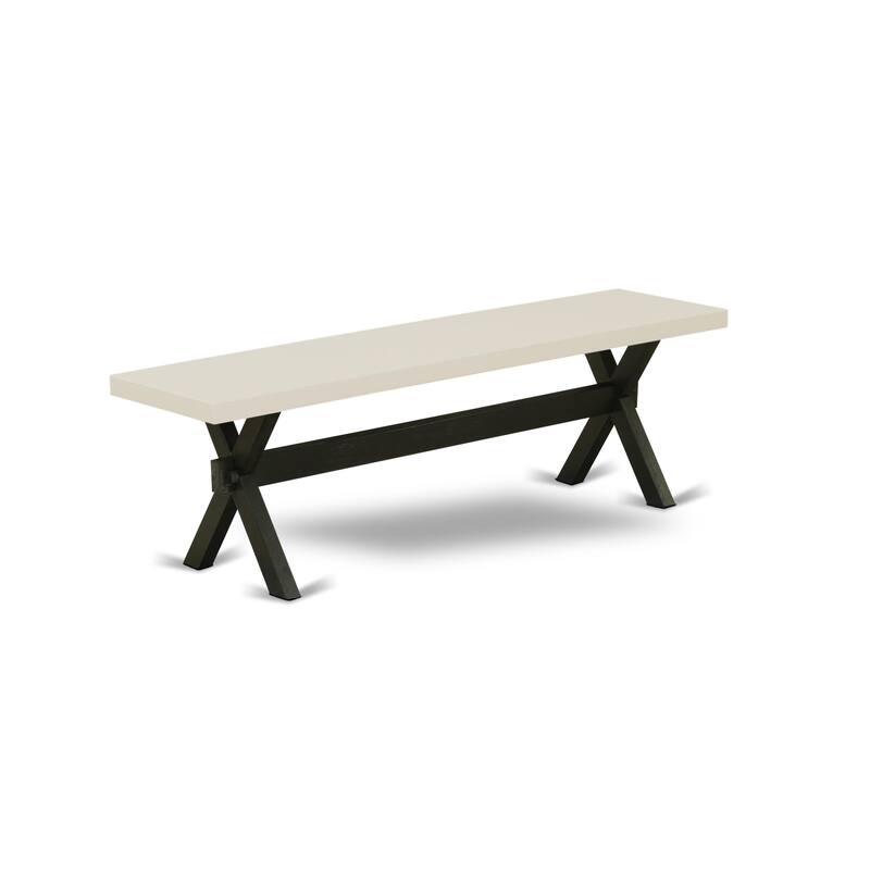 East West Furniture X-Style Modern Dining Room Bench with Wooden Seat(Finish Options)