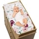 preview thumbnail 3 of 4, Burgundy and Pink Watercolor Floral Girl Changing Pad Cover - Blush Maroon Wine Rose Green White Shabby Chic Flower Farmhouse
