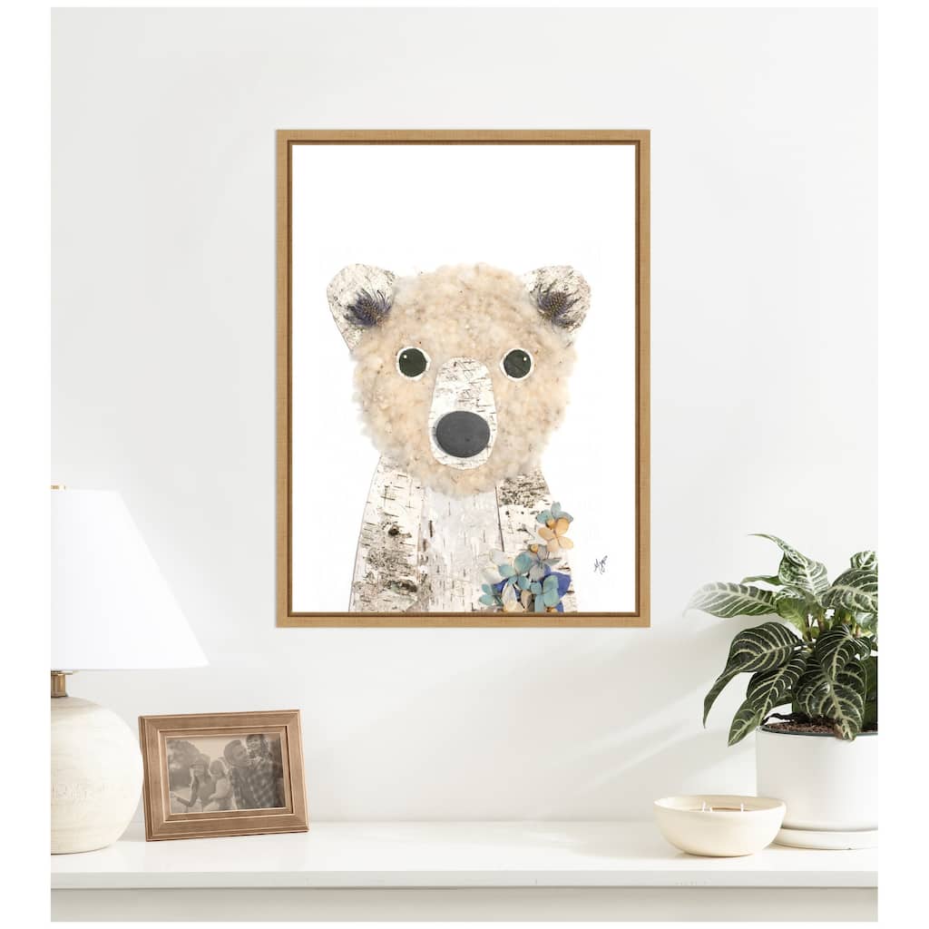 Kate and Laurel Polar Bear by Madeline Jeppesen Framed Canvas Wall Art Print