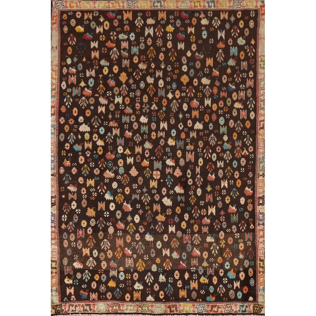Vegetable Dye Sirjan Persian Vintage Area Rug Hand-Knotted Wool Carpet - 3'4"x 5'2"