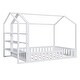preview thumbnail 6 of 10, White Full Size Wood House Bed with Fence and Storage Shelves