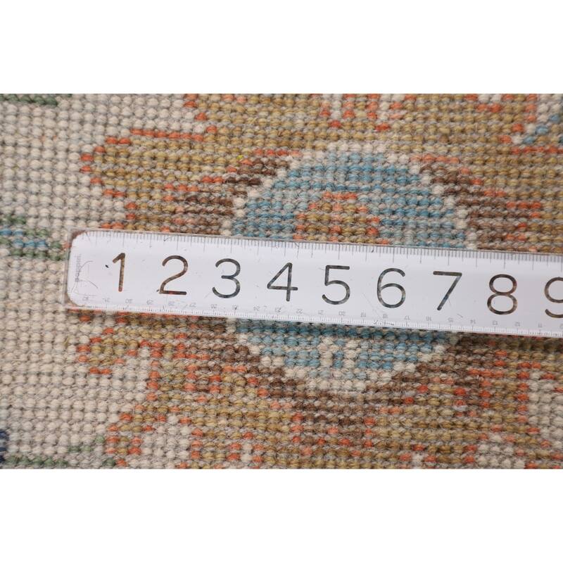 Light Blue & Ivory Floral Oushak Indian Rug Hand-Knotted Wool Carpet - 8'8"x 11'9"