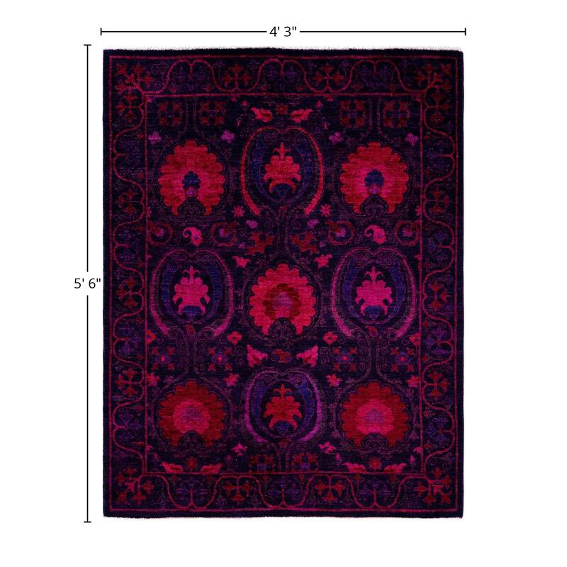 Overdyed One-of-a-Kind Hand-Knotted Area Rug - Purple - 4' 3" x 5' 6"
