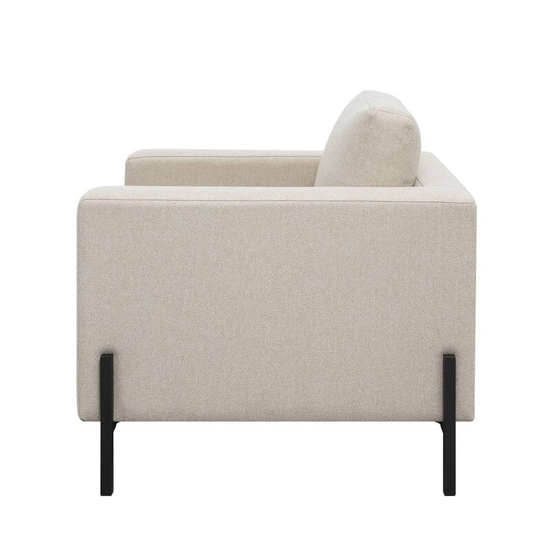 Upholstered Track Arms Chair with Metal Legs