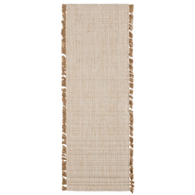 Tapis Handmade Solid Cream/Beige Runner Rug