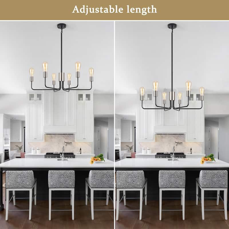 6-Light 30.15"W Kitchen Island Modern Chandeliers for Living Room