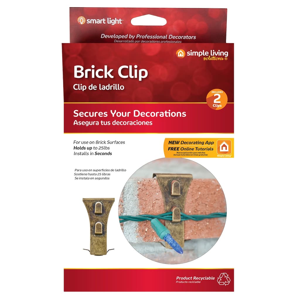 Outdoor Brick Fasteners for Hanging Christmas Lights - Set of 2 - 2.75"