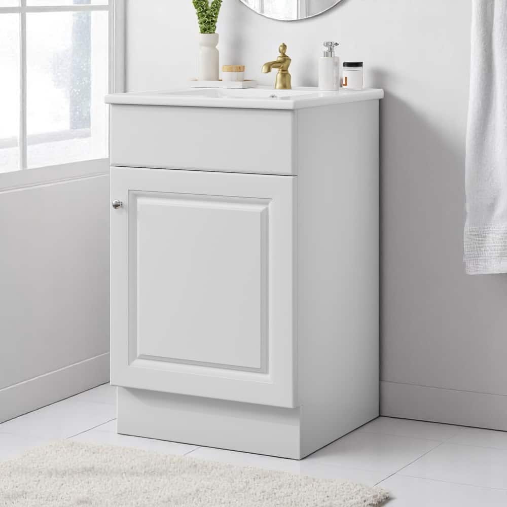 Compact 20 Inch Bathroom Vanity with Ceramic Sink, Painted MDF Cabinet, Soft Close Door, Freestanding